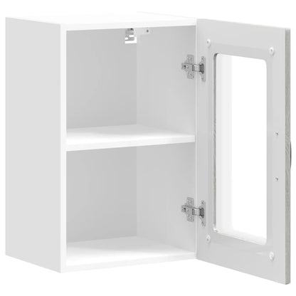 Keukenwandkast met glazen deur bewerkt hout grijs sonoma eiken