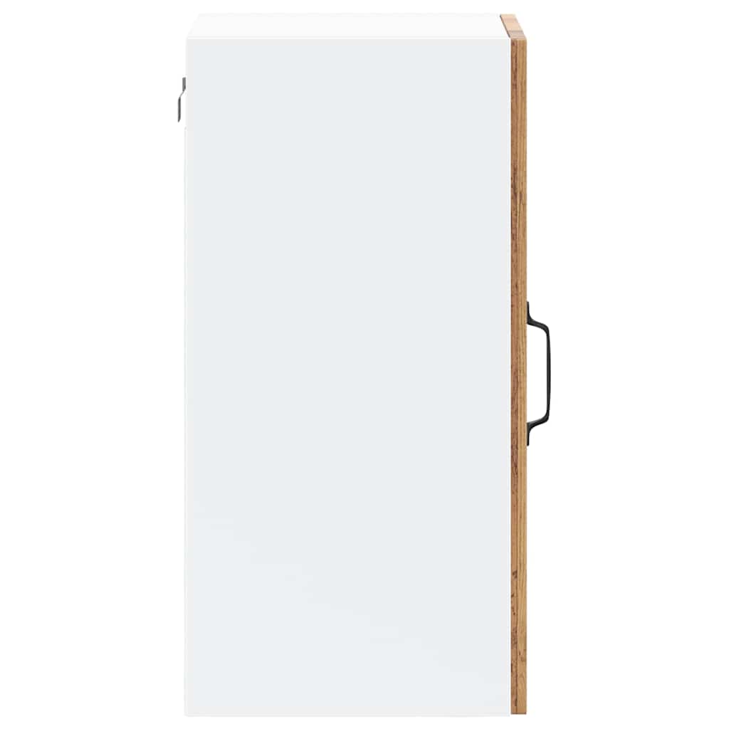 Keukenwandkast met glazen deur bewerkt hout oud houtkleurig