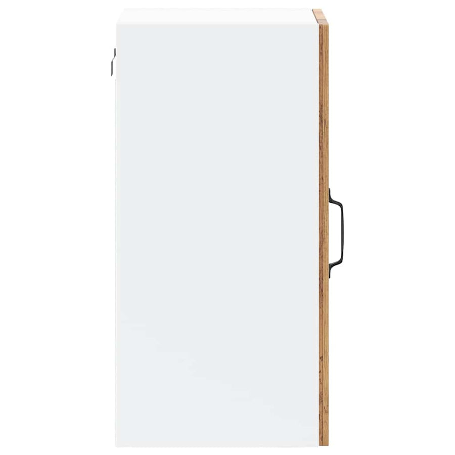 Keukenwandkast met glazen deur bewerkt hout oud houtkleurig