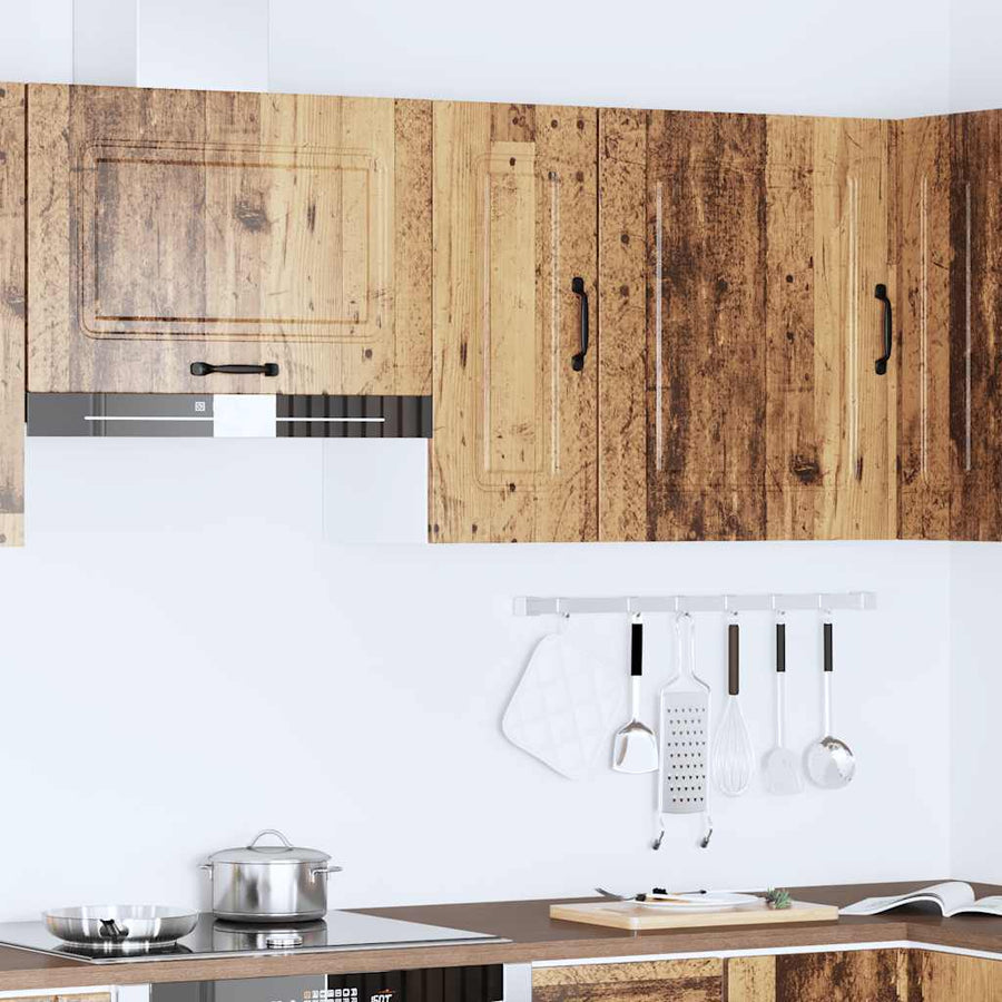 Keukenwandkast Kalmar bewerkt hout oud houtkleurig
