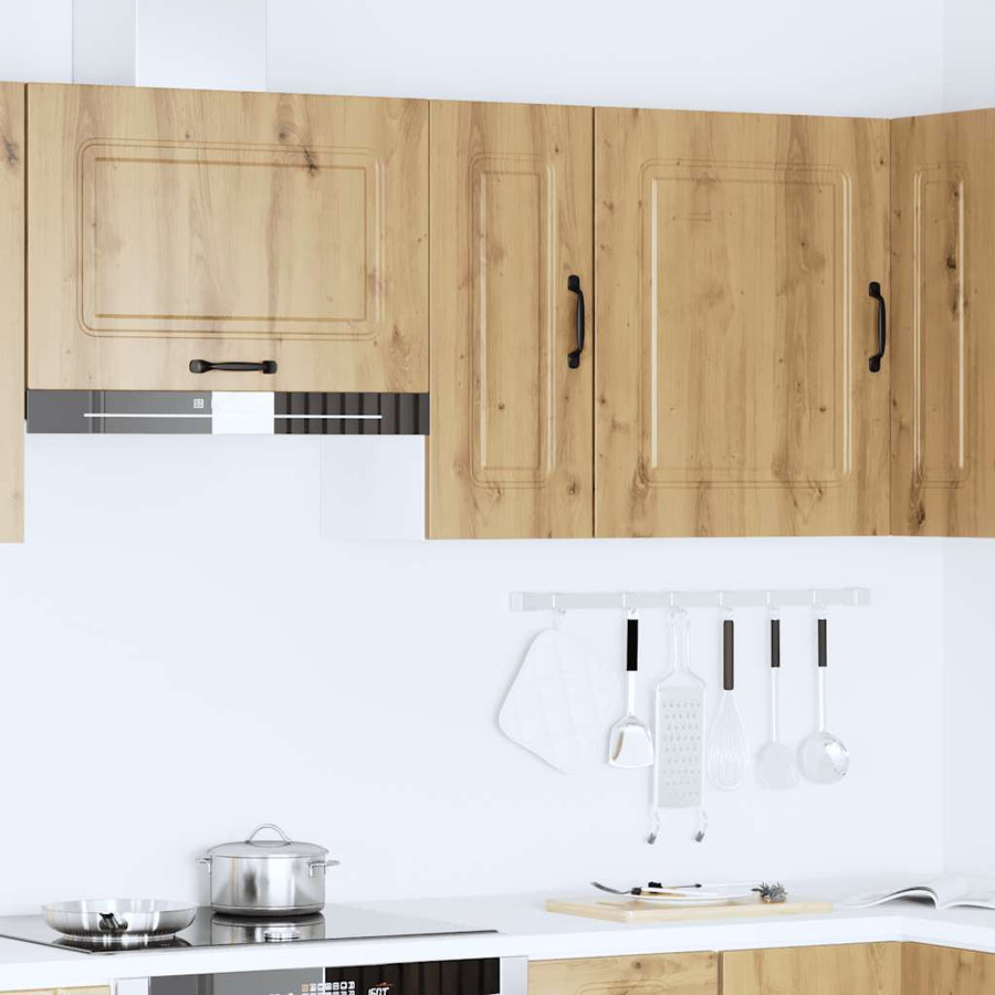 Keukenwandkast Kalmar bewerkt hout artisanaal eikenkleur