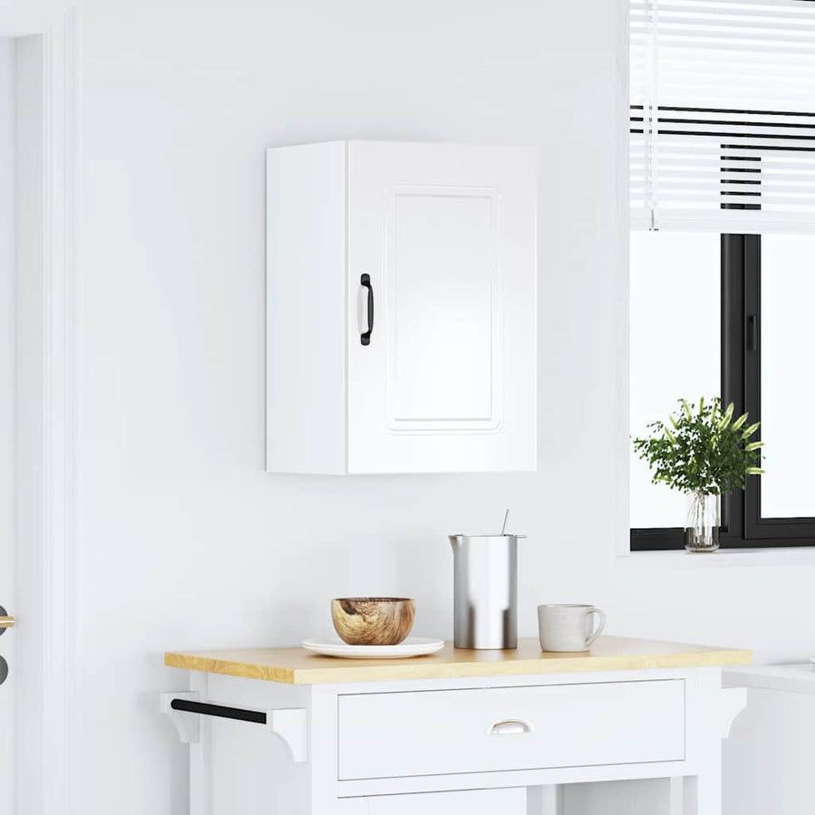 Keukenwandkast Kalmar bewerkt hout hoogglans wit