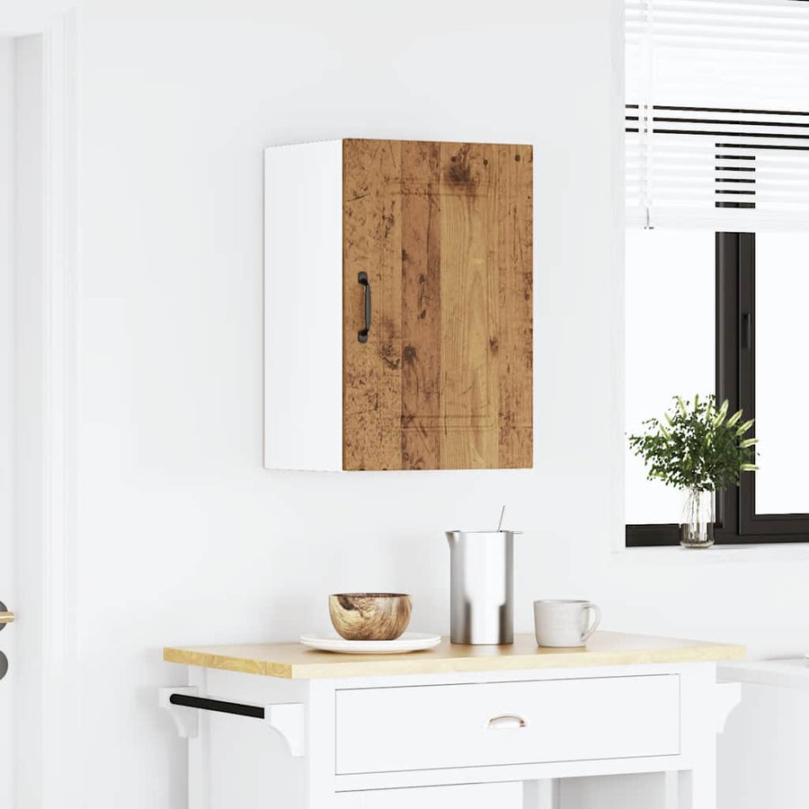 Keukenwandkast Kalmar bewerkt hout oud houtkleurig