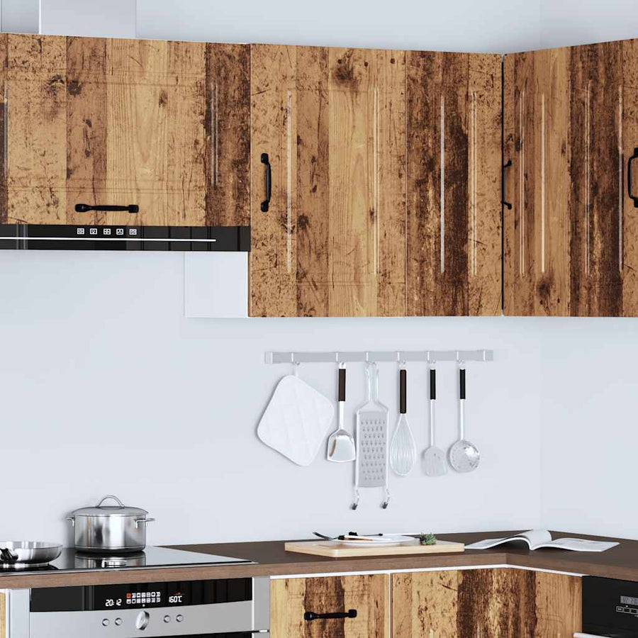 Keukenwandkast Kalmar bewerkt hout oud houtkleurig