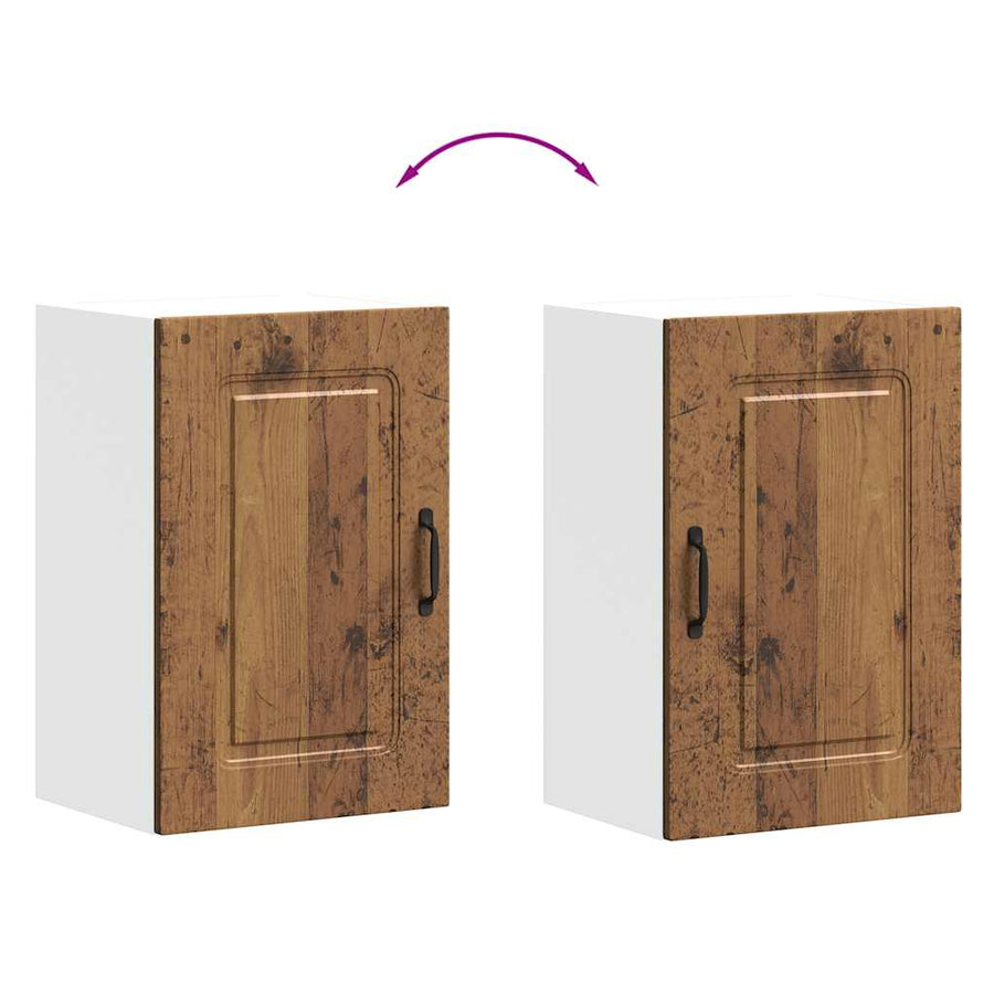 Keukenwandkast Kalmar bewerkt hout oud houtkleurig