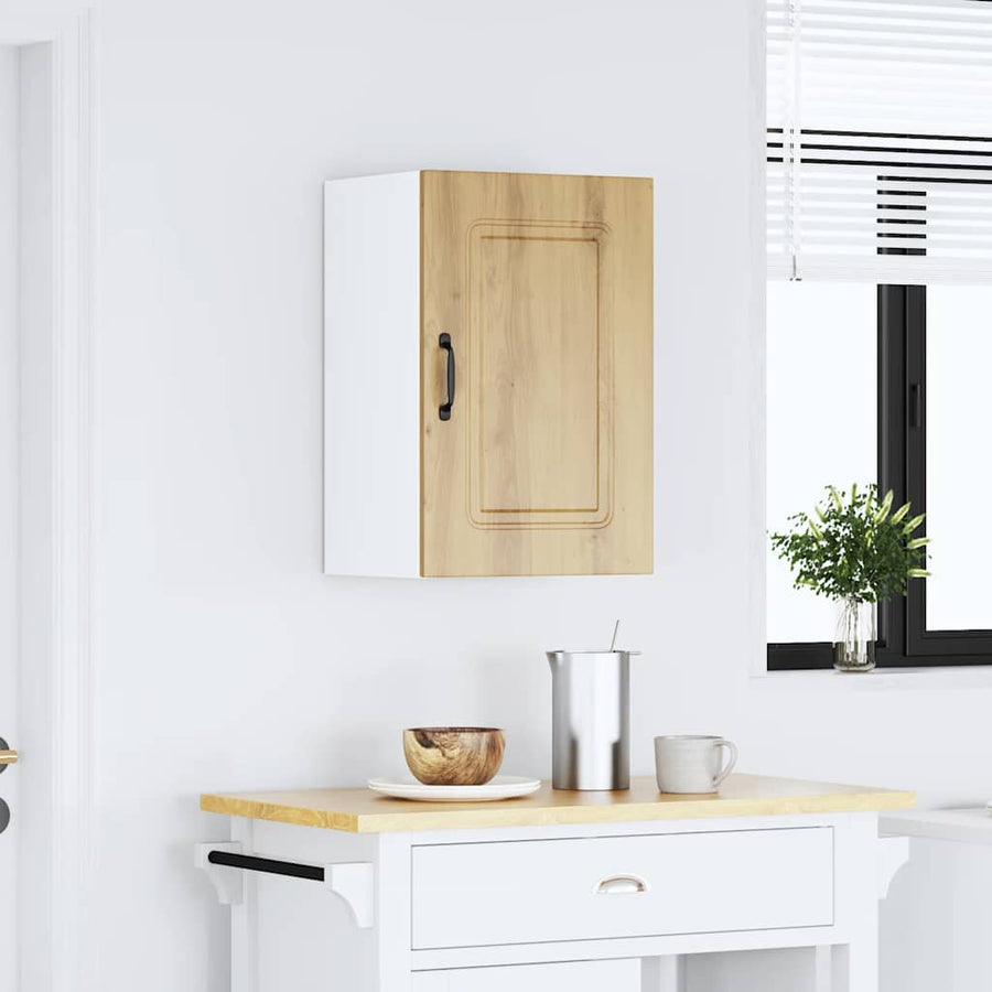 Keukenwandkast Kalmar bewerkt hout artisanaal eikenkleur