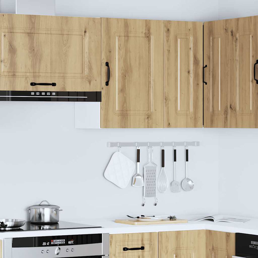 Keukenwandkast Kalmar bewerkt hout artisanaal eikenkleur
