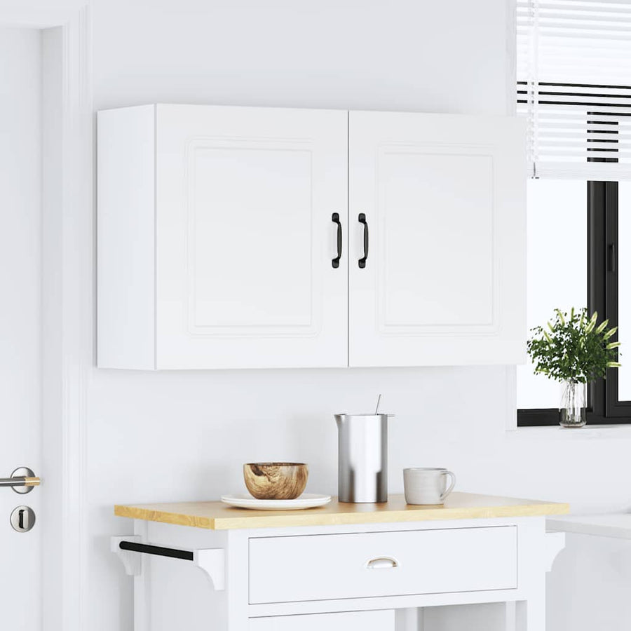 Keukenwandkasten 2 st Kalmar bewerkt hout wit