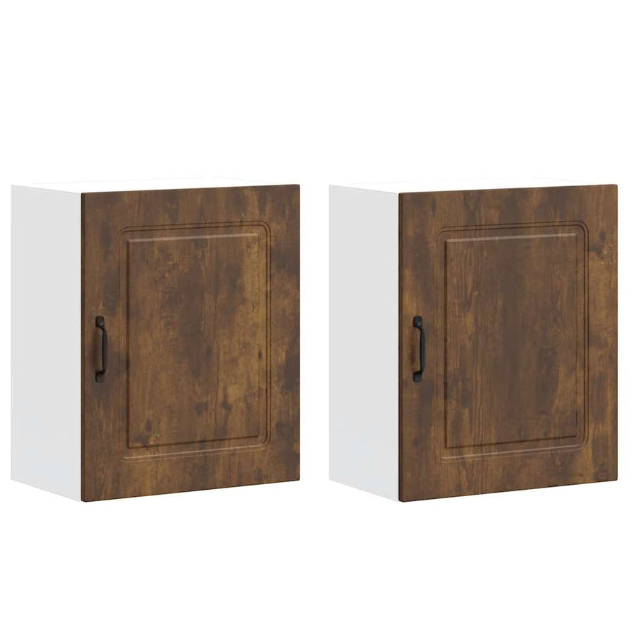 Keukenwandkasten 2 st Kalmar bewerkt hout gerookt eikenkleurig