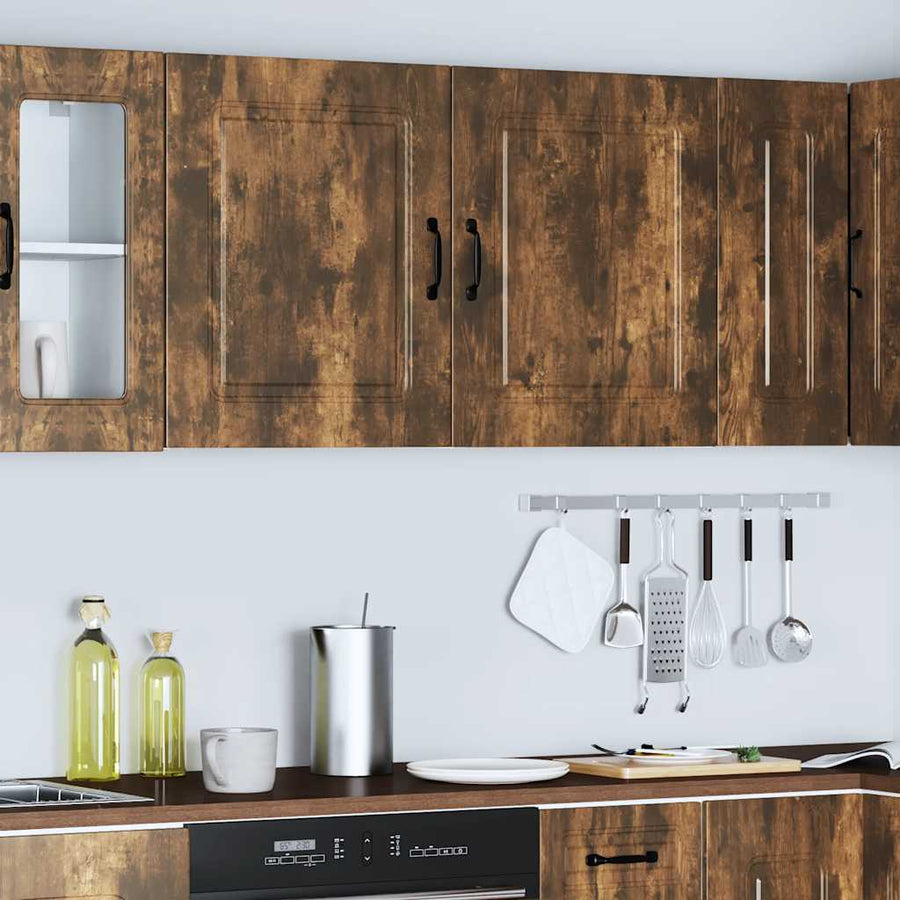 Keukenwandkasten 2 st Kalmar bewerkt hout gerookt eikenkleurig