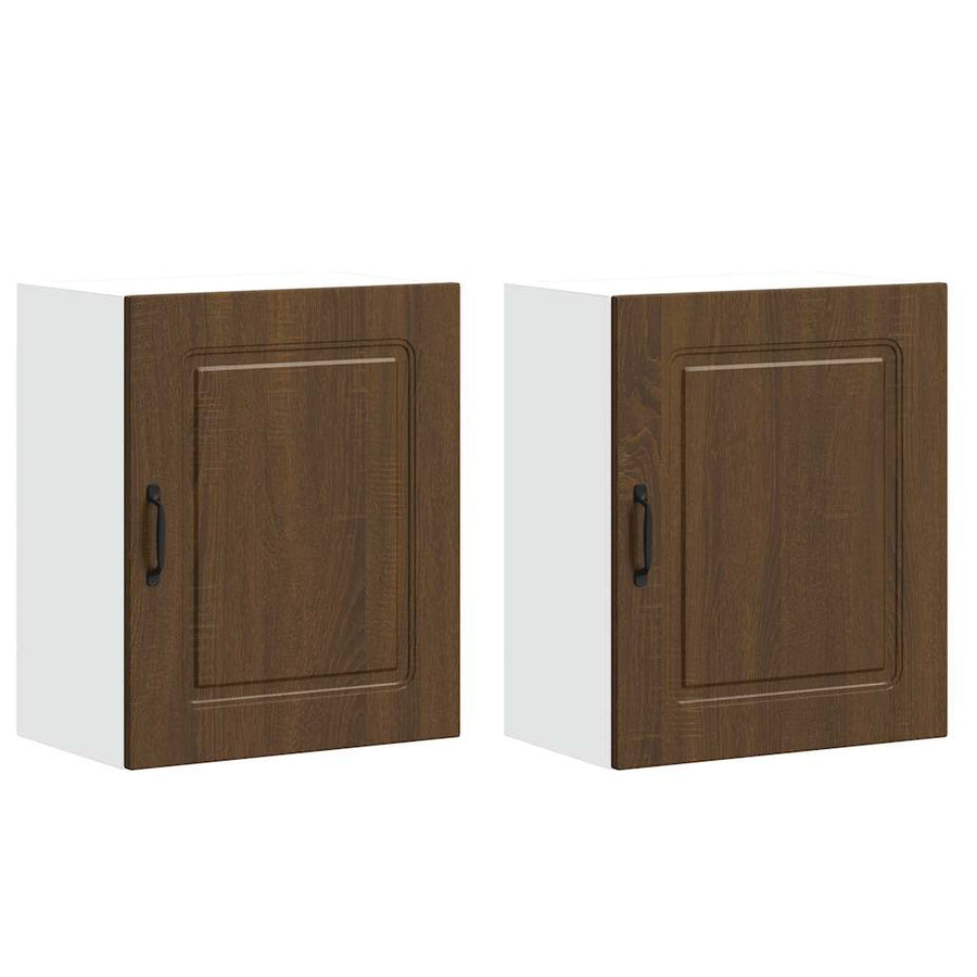 Keukenwandkasten 2 st Kalmar bewerkt hout bruin eikenkleurig