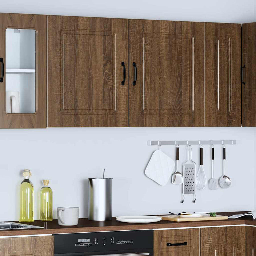 Keukenwandkasten 2 st Kalmar bewerkt hout bruin eikenkleurig