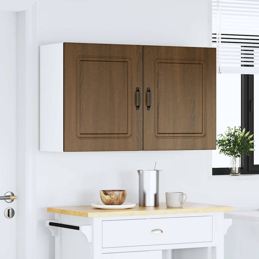 Keukenwandkasten 2 st Kalmar bewerkt hout bruin eikenkleurig