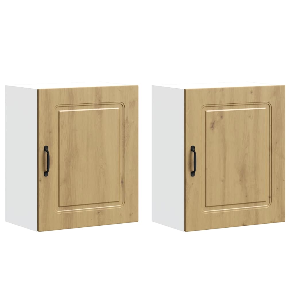 Keukenwandkasten 2 st Kalmar bewerkt hout artisanaal eiken