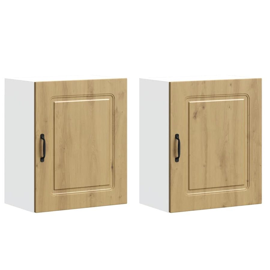 Keukenwandkasten 2 st Kalmar bewerkt hout artisanaal eiken