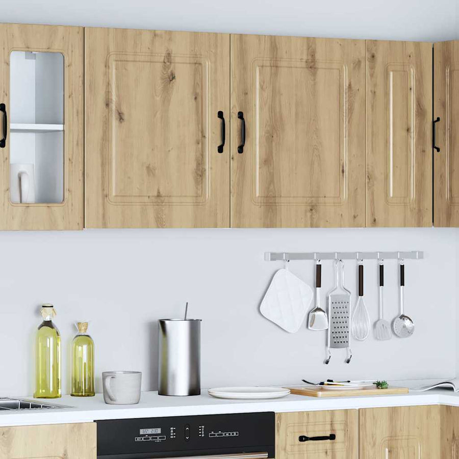 Keukenwandkasten 2 st Kalmar bewerkt hout artisanaal eiken