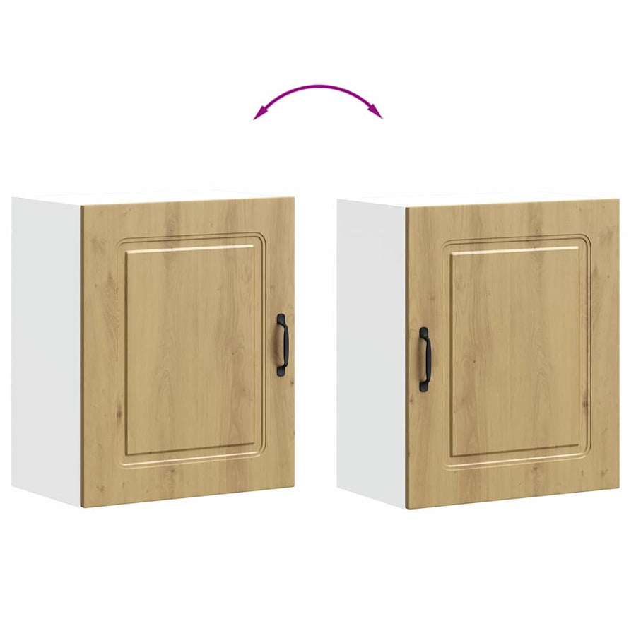 Keukenwandkasten 2 st Kalmar bewerkt hout artisanaal eiken