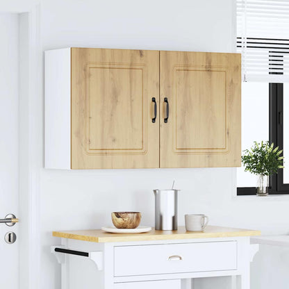 Keukenwandkasten 2 st Kalmar bewerkt hout artisanaal eiken
