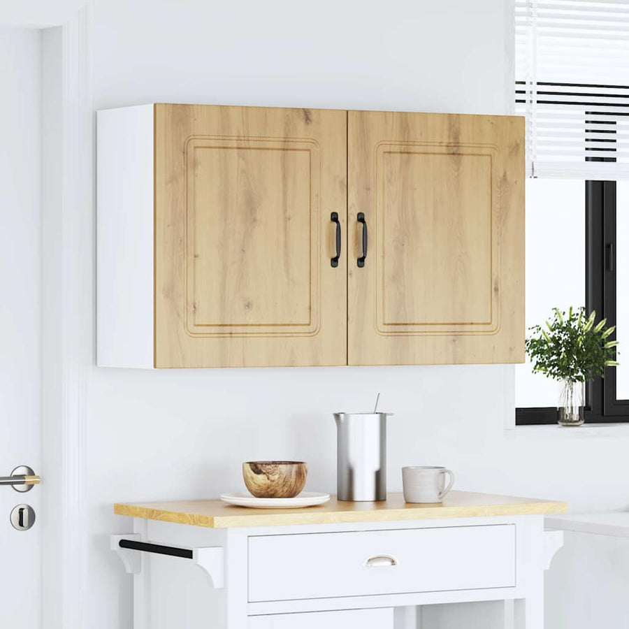 Keukenwandkasten 2 st Kalmar bewerkt hout artisanaal eiken