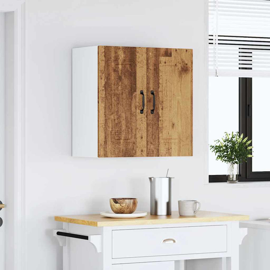 Keukenwandkast Kalmar bewerkt hout oud houtkleurig