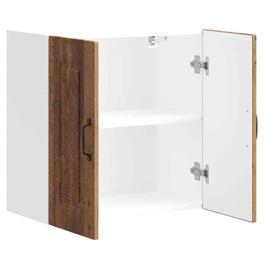 Keukenwandkast Kalmar bewerkt hout oud houtkleurig