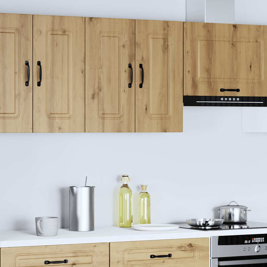 Keukenwandkast Kalmar bewerkt hout artisanaal eikenkleur