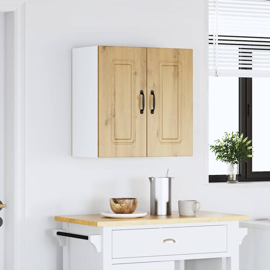 Keukenwandkast Kalmar bewerkt hout artisanaal eikenkleur