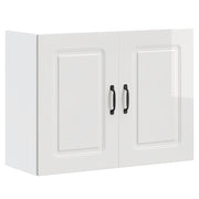 Keukenwandkast 80x31x60 cm bewerkt hout hoogglans wit