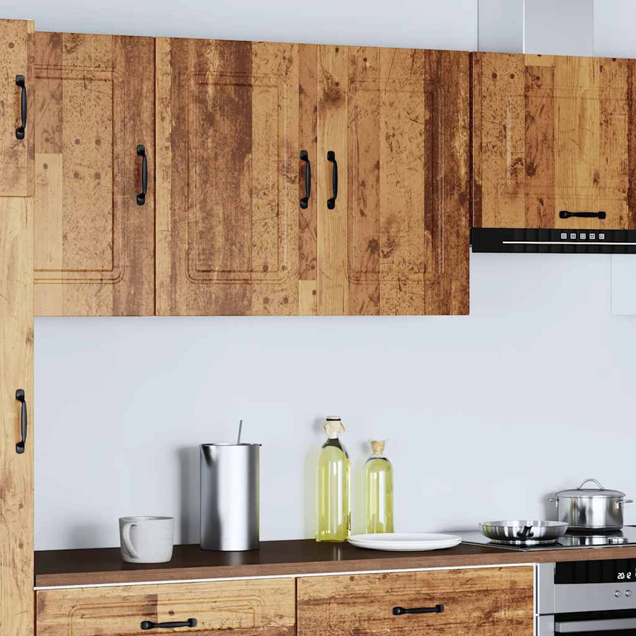 Keukenwandkast Kalmar bewerkt hout oud houtkleurig