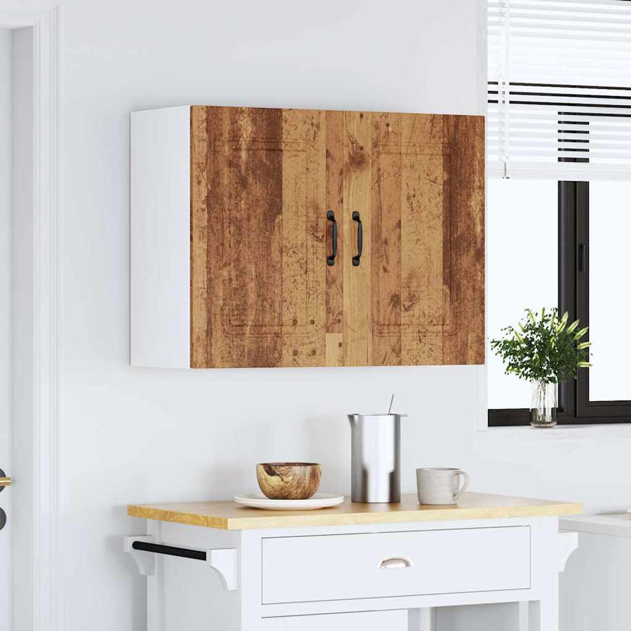 Keukenwandkast Kalmar bewerkt hout oud houtkleurig