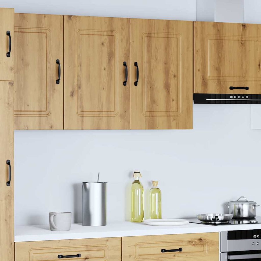 Keukenwandkast Kalmar bewerkt hout artisanaal eikenkleur