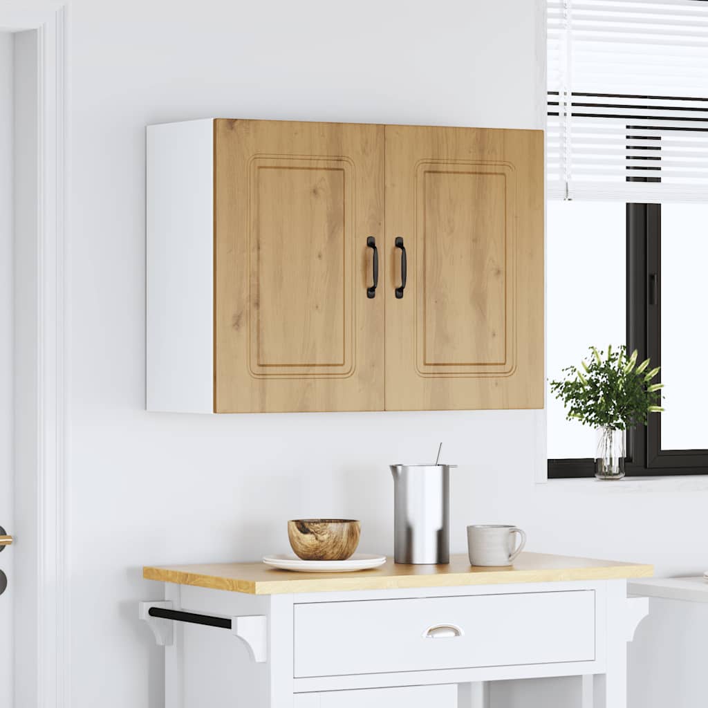 Keukenwandkast Kalmar bewerkt hout artisanaal eikenkleur