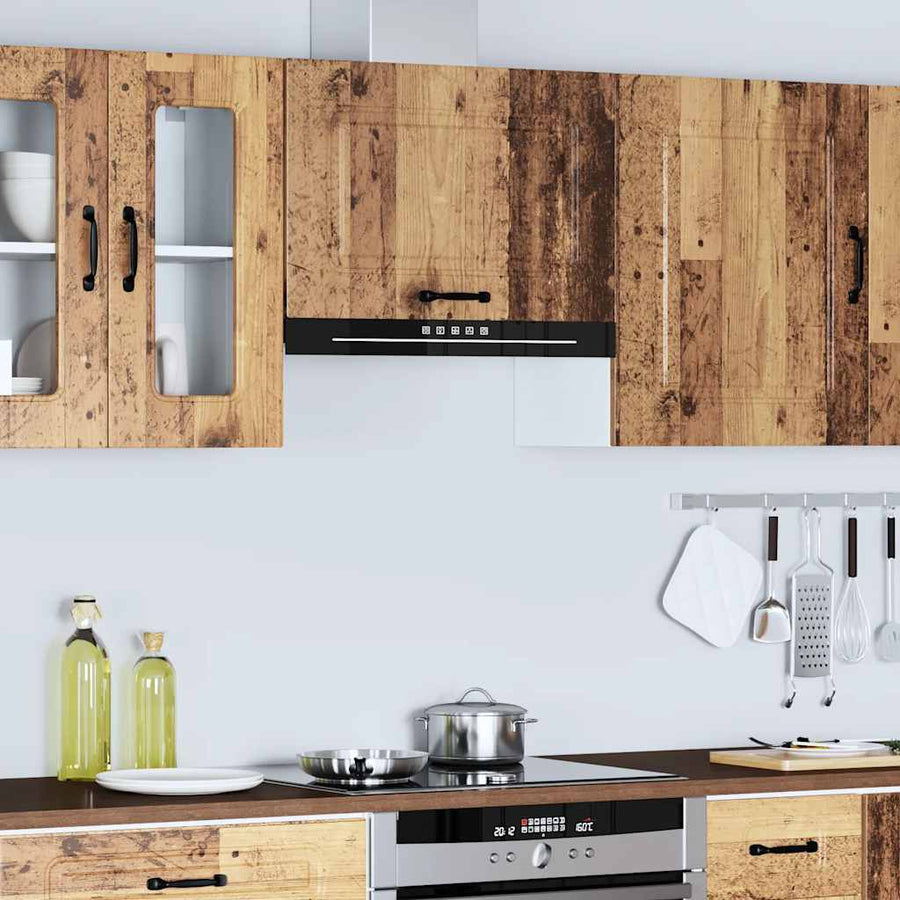 Keukenwandkast Kalmar bewerkt hout oud houtkleurig