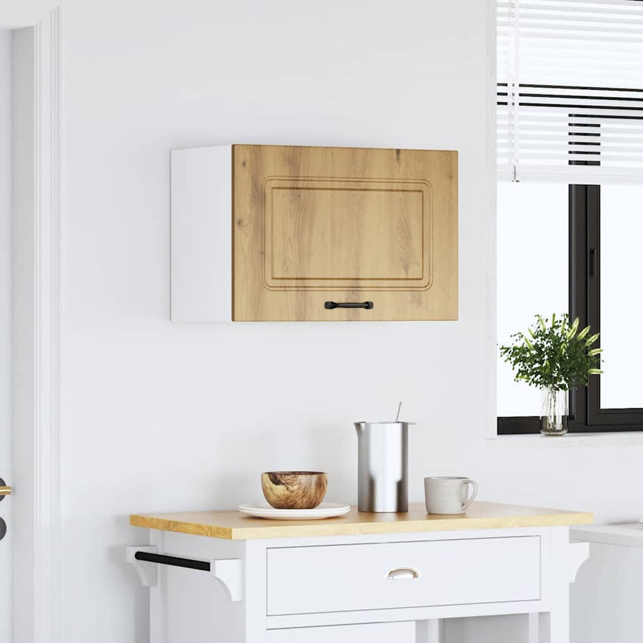 Keukenwandkast Kalmar bewerkt hout artisanaal eikenkleur