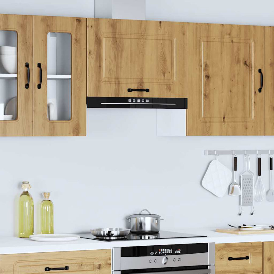 Keukenwandkast Kalmar bewerkt hout artisanaal eikenkleur
