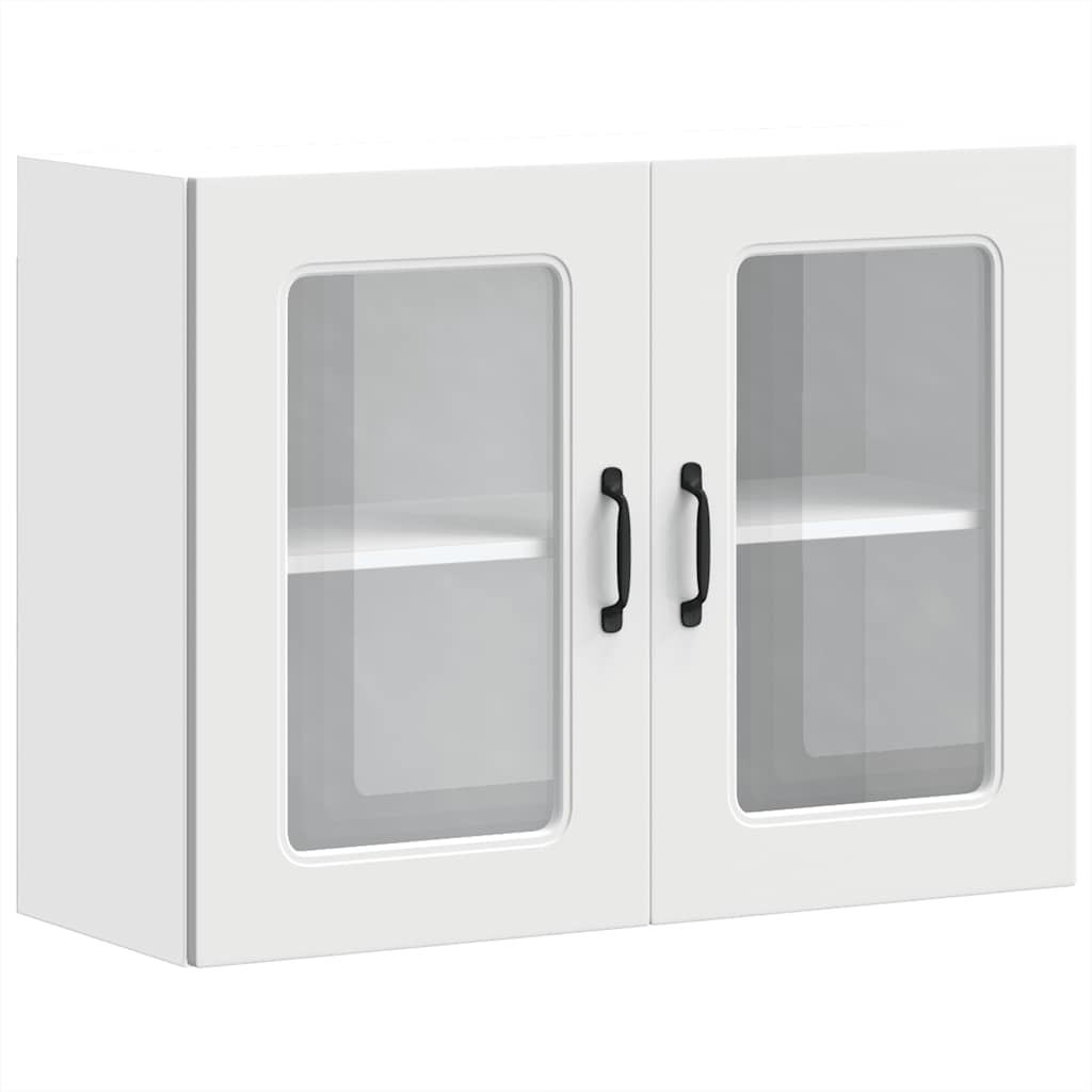Keukenwandkast met glazen deur Kalmar bewerkt hout wit