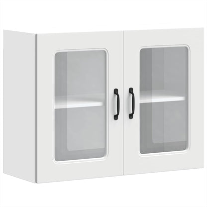 Keukenwandkast met glazen deur Kalmar bewerkt hout wit
