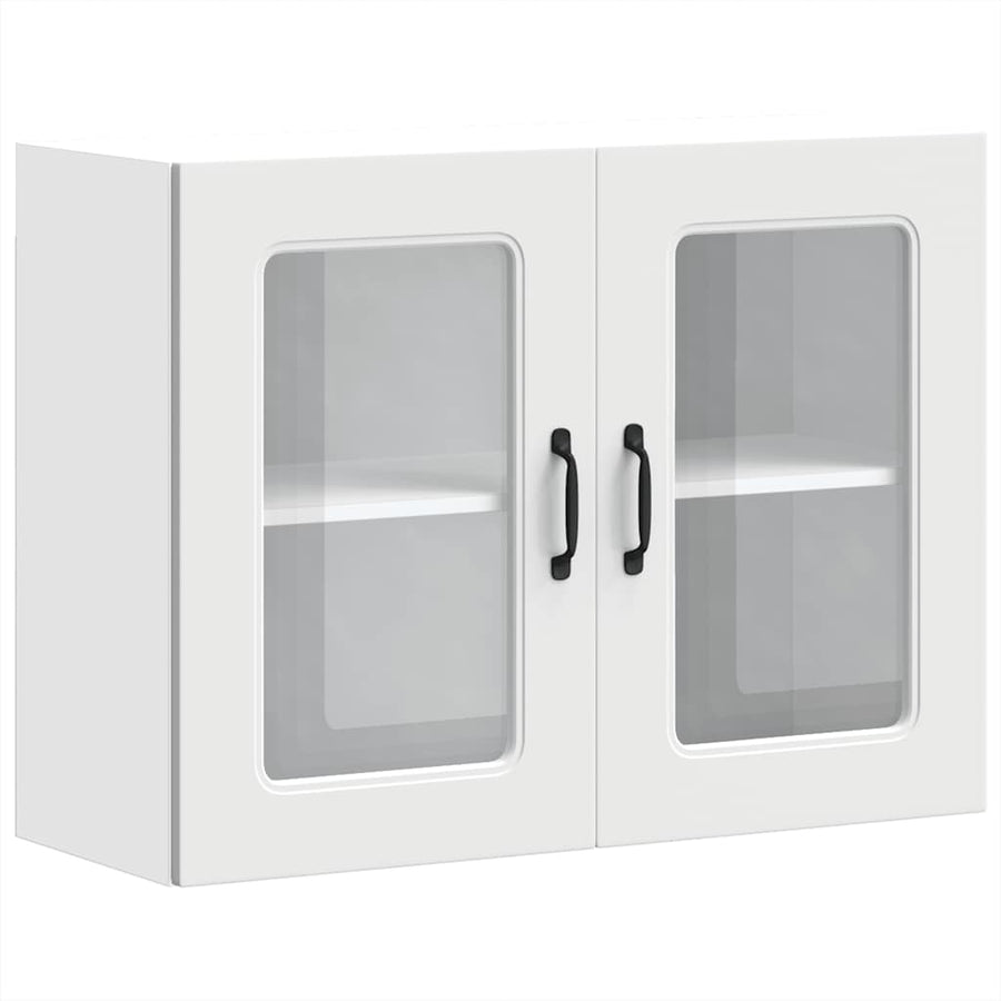 Keukenwandkast met glazen deur Kalmar bewerkt hout wit