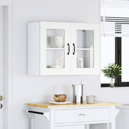 Keukenwandkast met glazen deur Kalmar bewerkt hout wit