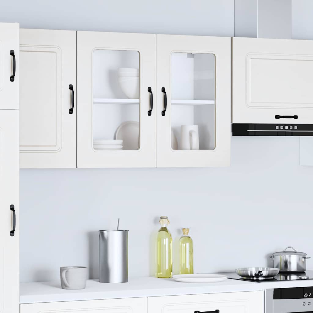 Keukenwandkast met glazen deur Kalmar bewerkt hout wit