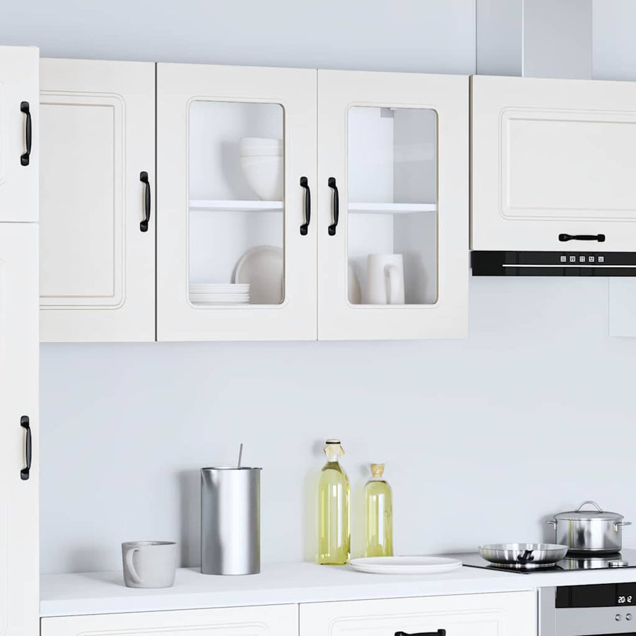 Keukenwandkast met glazen deur Kalmar bewerkt hout wit