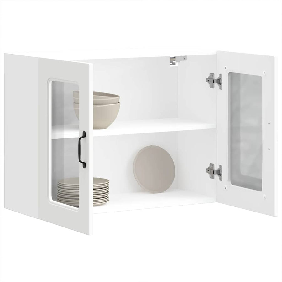 Keukenwandkast met glazen deur Kalmar bewerkt hout wit