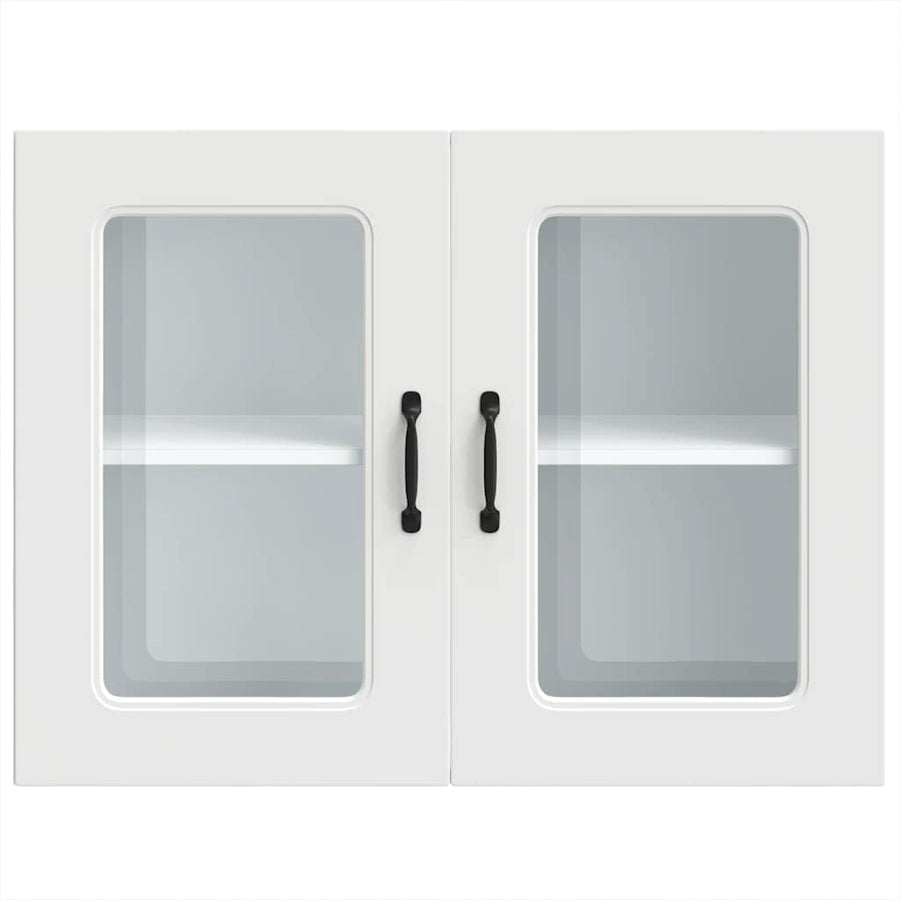 Keukenwandkast met glazen deur Kalmar bewerkt hout wit