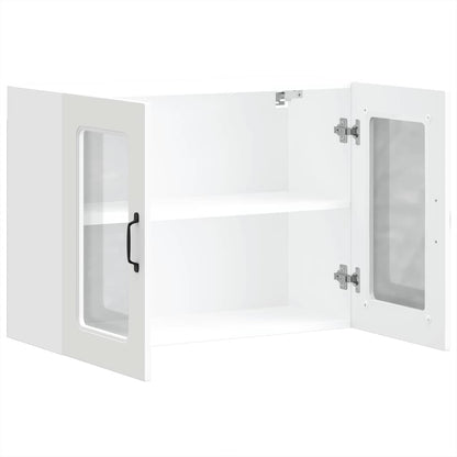 Keukenwandkast met glazen deur Kalmar bewerkt hout wit