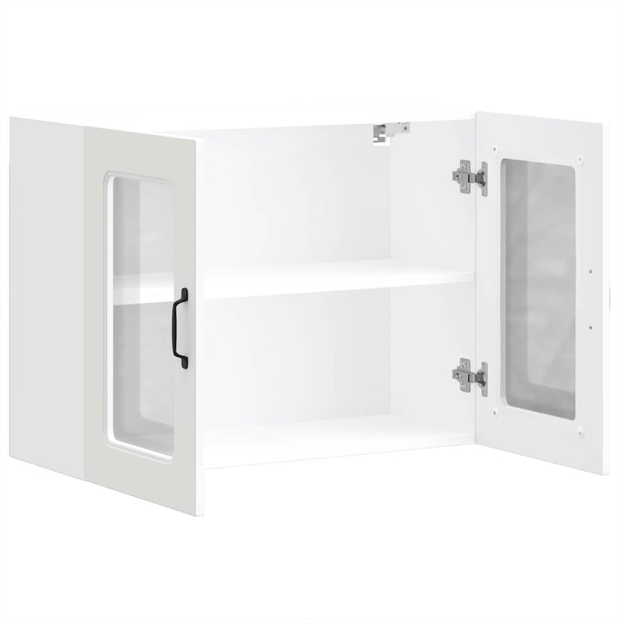 Keukenwandkast met glazen deur Kalmar bewerkt hout wit