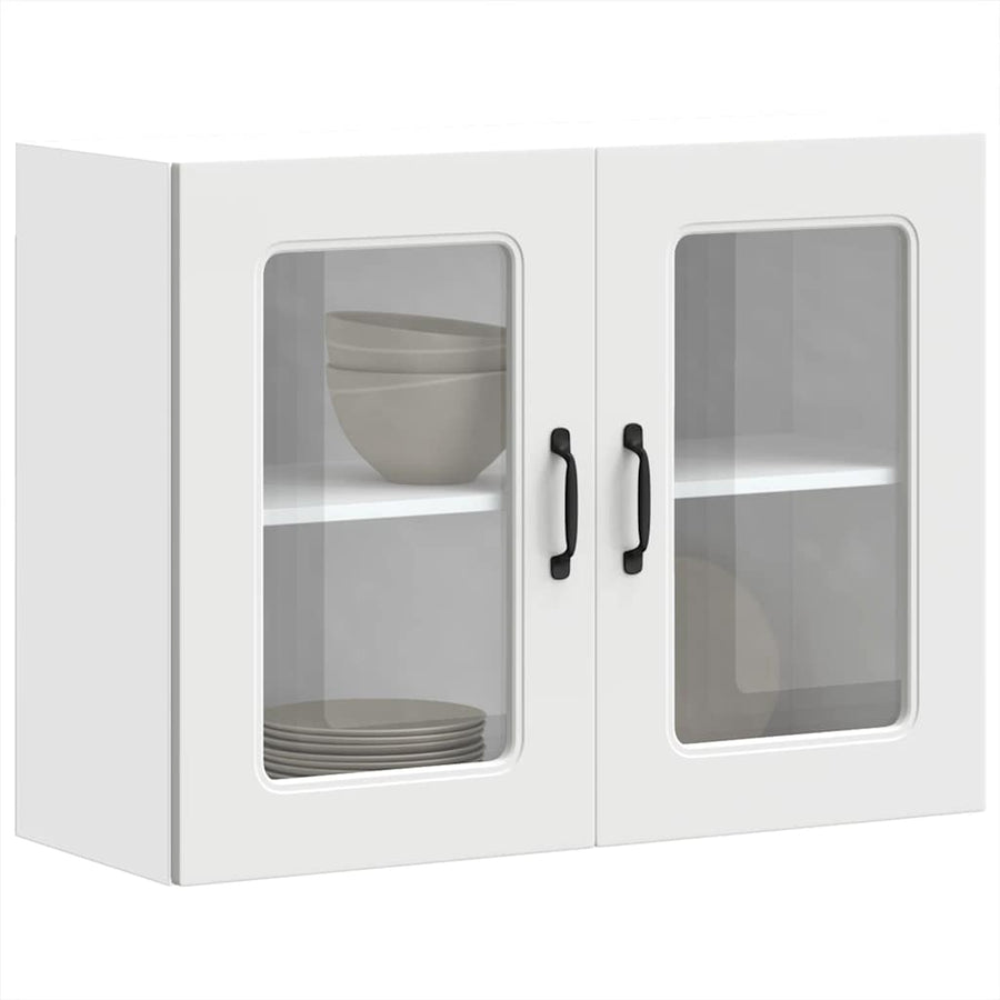 Keukenwandkast met glazen deur Kalmar bewerkt hout wit