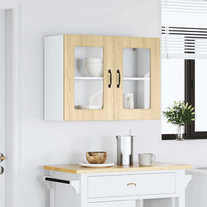 Keukenwandkast met glazen deur bewerkt hout sonoma eikenkleur