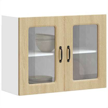 Keukenwandkast met glazen deur bewerkt hout sonoma eikenkleur