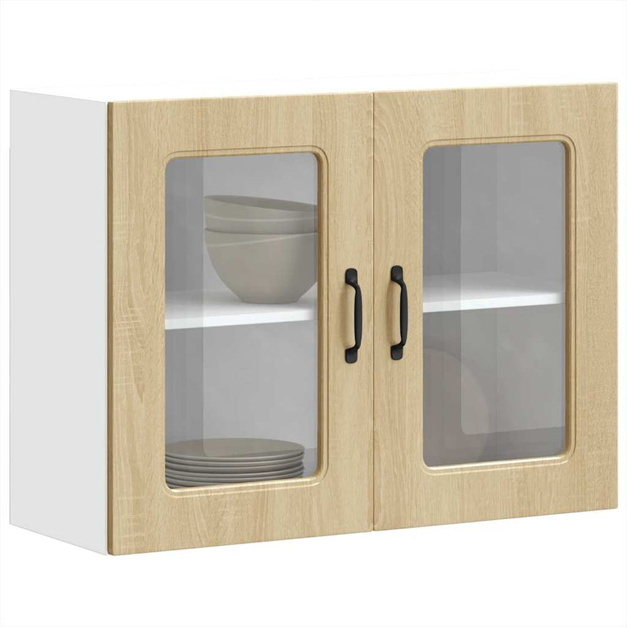 Keukenwandkast met glazen deur bewerkt hout sonoma eikenkleur