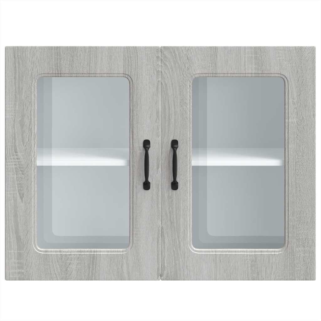 Keukenwandkast met glazen deur bewerkt hout grijs sonoma eiken